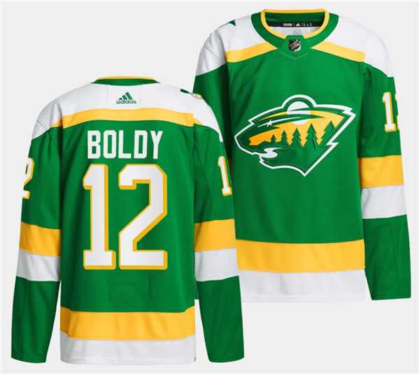 Men's Minnesota Wild #12 Matthew Boldy Green 2023-24 Stitched Jersey Dzhi